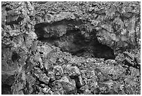 Entrance of lava tube. El Malpais National Monument, New Mexico, USA ( black and white)