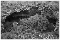 Collapsed lava tube. El Malpais National Monument, New Mexico, USA ( black and white)