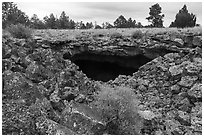 Cave entrance. El Malpais National Monument, New Mexico, USA ( black and white)