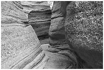 Curvy walls of slot canyon. Kasha-Katuwe Tent Rocks National Monument, New Mexico, USA ( black and white)