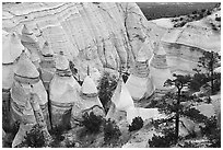 Tent rocks of conical shape in gorge. Kasha-Katuwe Tent Rocks National Monument, New Mexico, USA ( black and white)