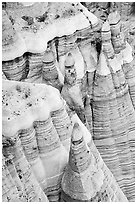 White cliffs and tent rocks. Kasha-Katuwe Tent Rocks National Monument, New Mexico, USA ( black and white)