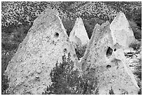 Pyramids of tuff. Kasha-Katuwe Tent Rocks National Monument, New Mexico, USA ( black and white)