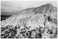 Aerial View of cliff with tent rocks. Kasha-Katuwe Tent Rocks National Monument, New Mexico, USA ( black and white)