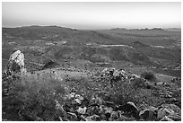 Robledo Mountain and Dona Anna Peak from Picacho Mountain. Organ Mountains Desert Peaks National Monument, New Mexico, USA ( black and white)