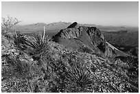 Organ Mountains seen from Dona Ana mountains. Organ Mountains Desert Peaks National Monument, New Mexico, USA ( black and white)
