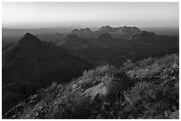 Dona Ana Mountains from Dona Ana Peak. Organ Mountains Desert Peaks National Monument, New Mexico, USA ( black and white)