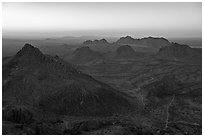 Point 5710 (left) and the central and northern sections (center) of the Doña Ana Range.. Organ Mountains Desert Peaks National Monument, New Mexico, USA ( black and white)