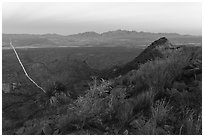 Organ Mountains from Dona Ana Peak at sunset. Organ Mountains Desert Peaks National Monument, New Mexico, USA ( black and white)