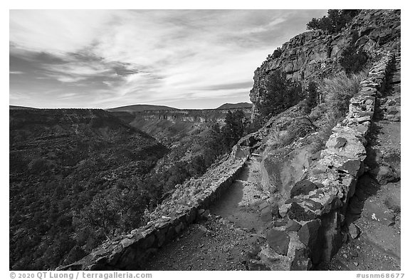 Switchbacks of Big Arsenic Trail. Rio Grande Del Norte National Monument, New Mexico, USA (black and white)