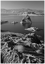 Shoreline and Pyramid. Pyramid Lake, Nevada, USA ( black and white)