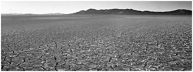 Dry lake bed landscape. Nevada, USA (Panoramic black and white)
