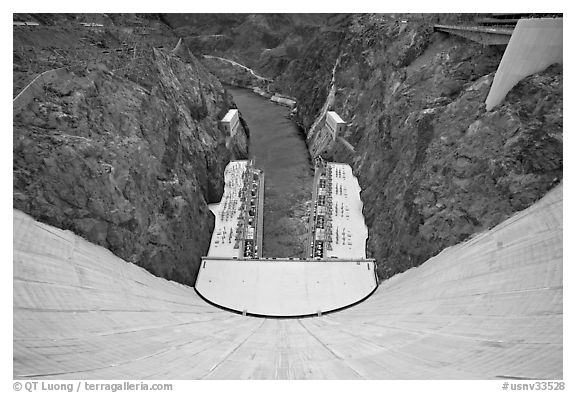 View from above of wall and power plant. Hoover Dam, Nevada and Arizona