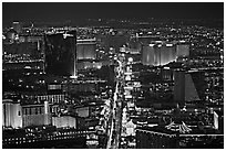 The Strip at night seen from above. Las Vegas, Nevada, USA (black and white)