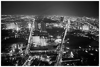 View from above at night. Las Vegas, Nevada, USA ( black and white)