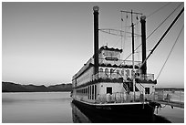 Tahoe Queen paddle boat at dawn, South Lake Tahoe, Nevada. USA (black and white)
