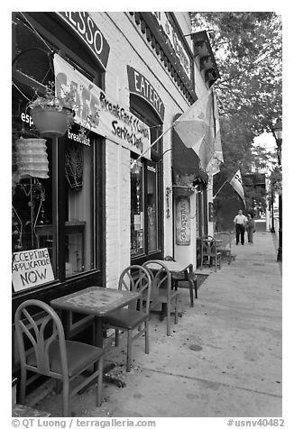 Cafe and sidewalk. Carson City, Nevada, USA (black and white)