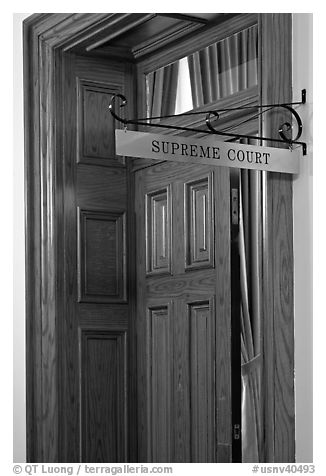 Door to Nevada Supreme court. Carson City, Nevada, USA (black and white)