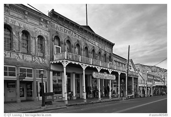 Historic buildings. Virginia City, Nevada, USA (black and white)