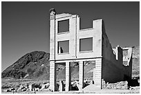 Ruined bank in  Ryolite ghost town. Nevada, USA (black and white)
