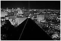 Luxor pyramid and Las Vegas skyline at night. Las Vegas, Nevada, USA (black and white)