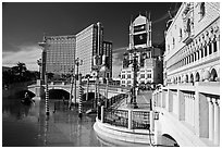 Venetian and Treasure Island hotels. Las Vegas, Nevada, USA (black and white)