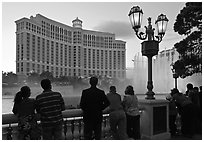 Watching the Fountains of Bellagio at dusk. Las Vegas, Nevada, USA (black and white)