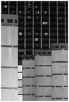 Columns and Baillys facade night. Las Vegas, Nevada, USA (black and white)