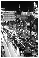 Las Vegas Strip traffic by night. Las Vegas, Nevada, USA ( black and white)