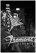 Neon lights in East Fremont district. Las Vegas, Nevada, USA (black and white)