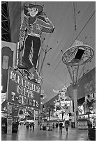 Fremont Street and intricate neon sights. Las Vegas, Nevada, USA (black and white)
