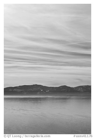 Blue mountains and clouds, winter, Lake Tahoe, Nevada. USA (black and white)