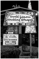 Wedding chapel at night. Reno, Nevada, USA (black and white)