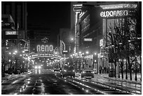 Downtown at night. Reno, Nevada, USA (black and white)