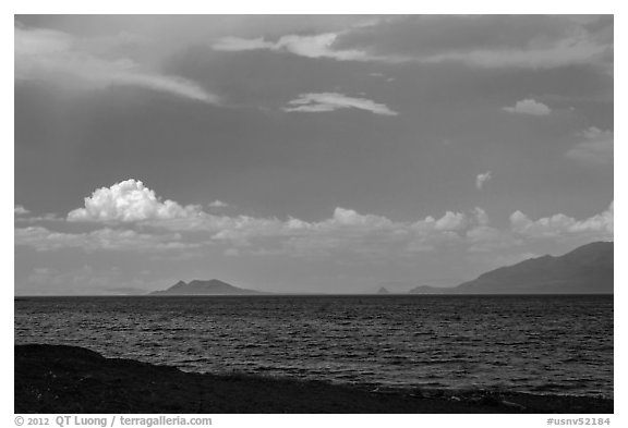 Windy afternoon on desert lake. Pyramid Lake, Nevada, USA (black and white)