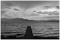 Deck, incoming storm. Pyramid Lake, Nevada, USA (black and white)