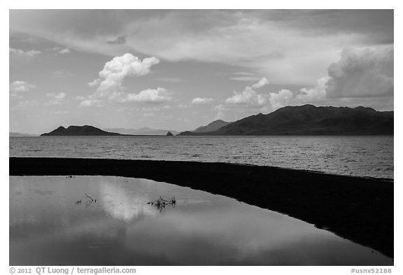 Reflection in pool. Pyramid Lake, Nevada, USA (black and white)