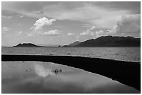Reflection in pool. Pyramid Lake, Nevada, USA ( black and white)