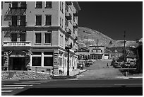 Mizpah hotel and main street. Nevada, USA ( black and white)
