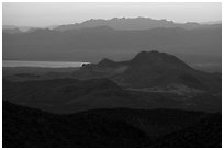 Mountain ranges at sunset. Gold Butte National Monument, Nevada, USA ( black and white)