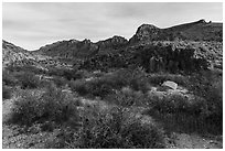 White River Narrows Archeological District. Basin And Range National Monument, Nevada, USA ( black and white)