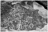 Rock art, Mt Irish Archeological district. Basin And Range National Monument, Nevada, USA ( black and white)