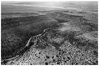Aerial view of Valley of Faces. Basin And Range National Monument, Nevada, USA ( black and white)