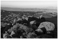 Lake Mead from Gold Butte Peak summit at sunrise. Gold Butte National Monument, Nevada, USA ( black and white)