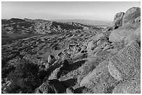 Cedar Basin and Anderson Ridge from Gold Butte Peak. Gold Butte National Monument, Nevada, USA ( black and white)