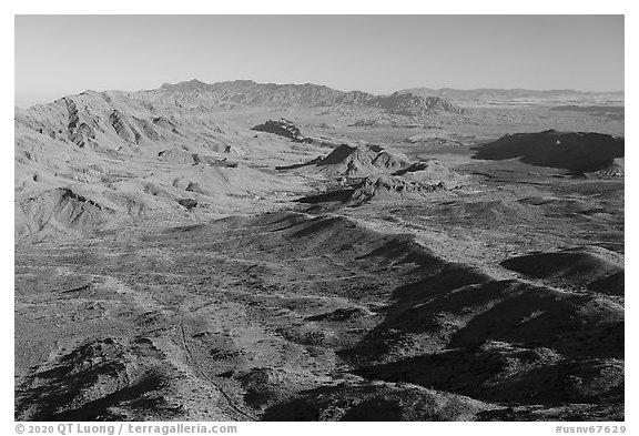 Paradise Valley from Gold Butte Peak. Gold Butte National Monument, Nevada, USA (black and white)