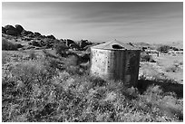 Abandonned tank, Gold Butte townsite. Gold Butte National Monument, Nevada, USA ( black and white)
