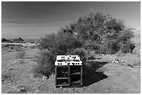 Abandonned stove, Gold Butte ghost town. Gold Butte National Monument, Nevada, USA ( black and white)