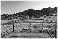 Graves of William Garrett and Arthur Coleman, Gold Butte townsite. Gold Butte National Monument, Nevada, USA ( black and white)
