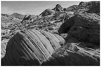 Red sandstone rocks, Whitney Pocket. Gold Butte National Monument, Nevada, USA ( black and white)